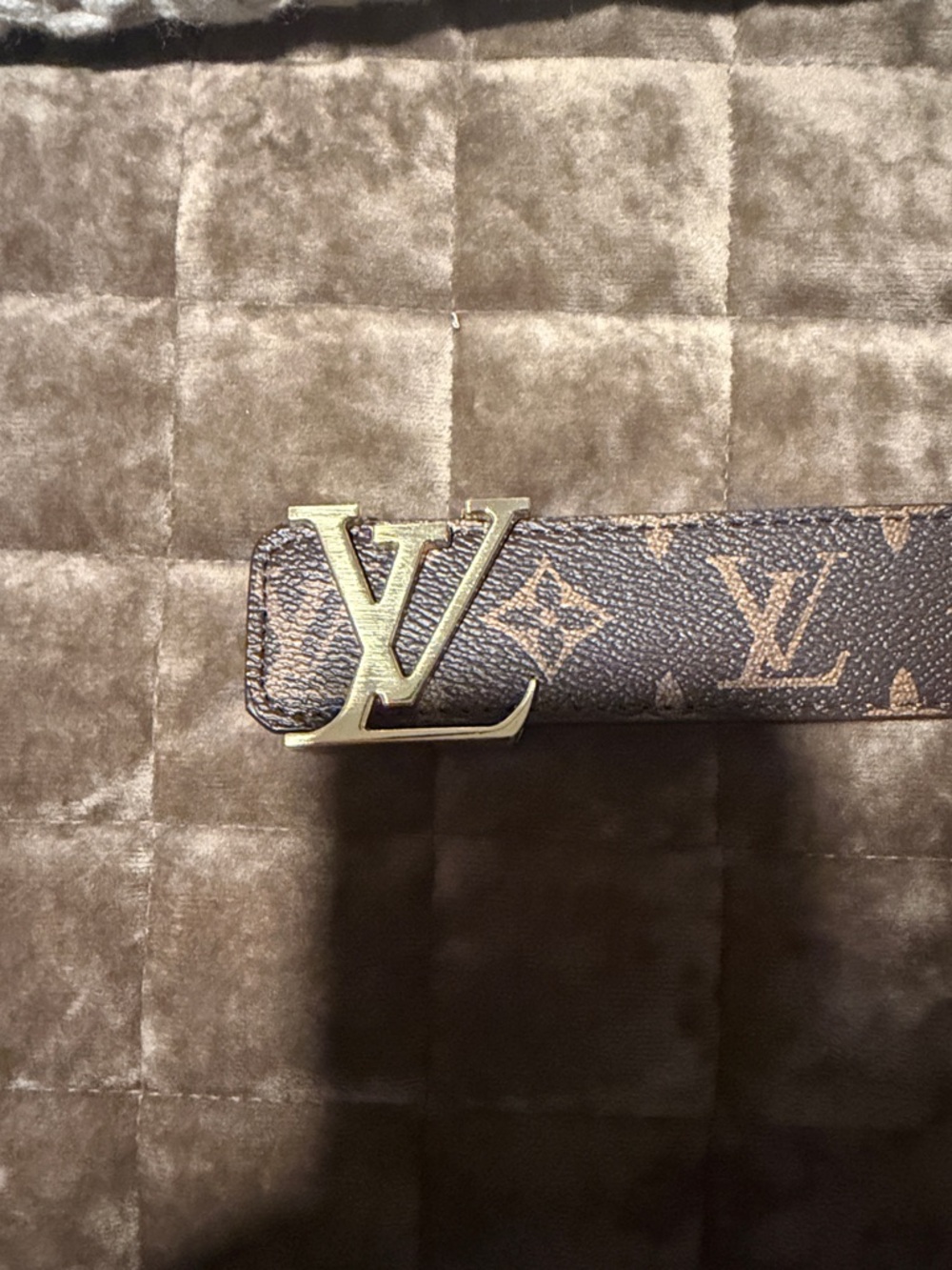 Louis Vuitton Monogram Canvas Belt with Gold LV Buckle
